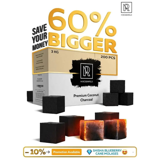 M ROSENFELD Coconut Hookah Charcoal- 200 Count 3 KG Value Pack - My Perfect Hookah