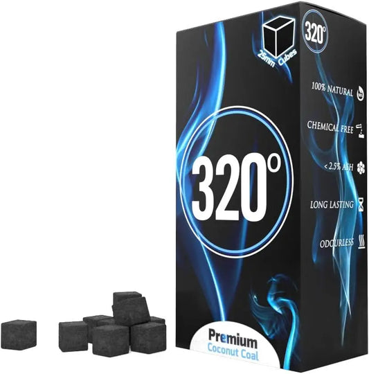 Premium Coconut Shisha Coal Charcoal (25mm Cubes) for Hookah- 4KG- 288 Pieces, - My Perfect Hookah